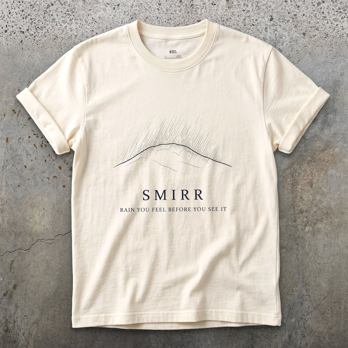 Smirr, Rain You Feel Before You See it design on a Natural Gildan Softstyle t-shirt
