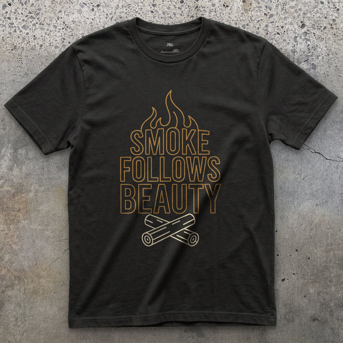 The Smoke Always Finds the Pretty One design on a Black Gildan Softstyle t-shirt