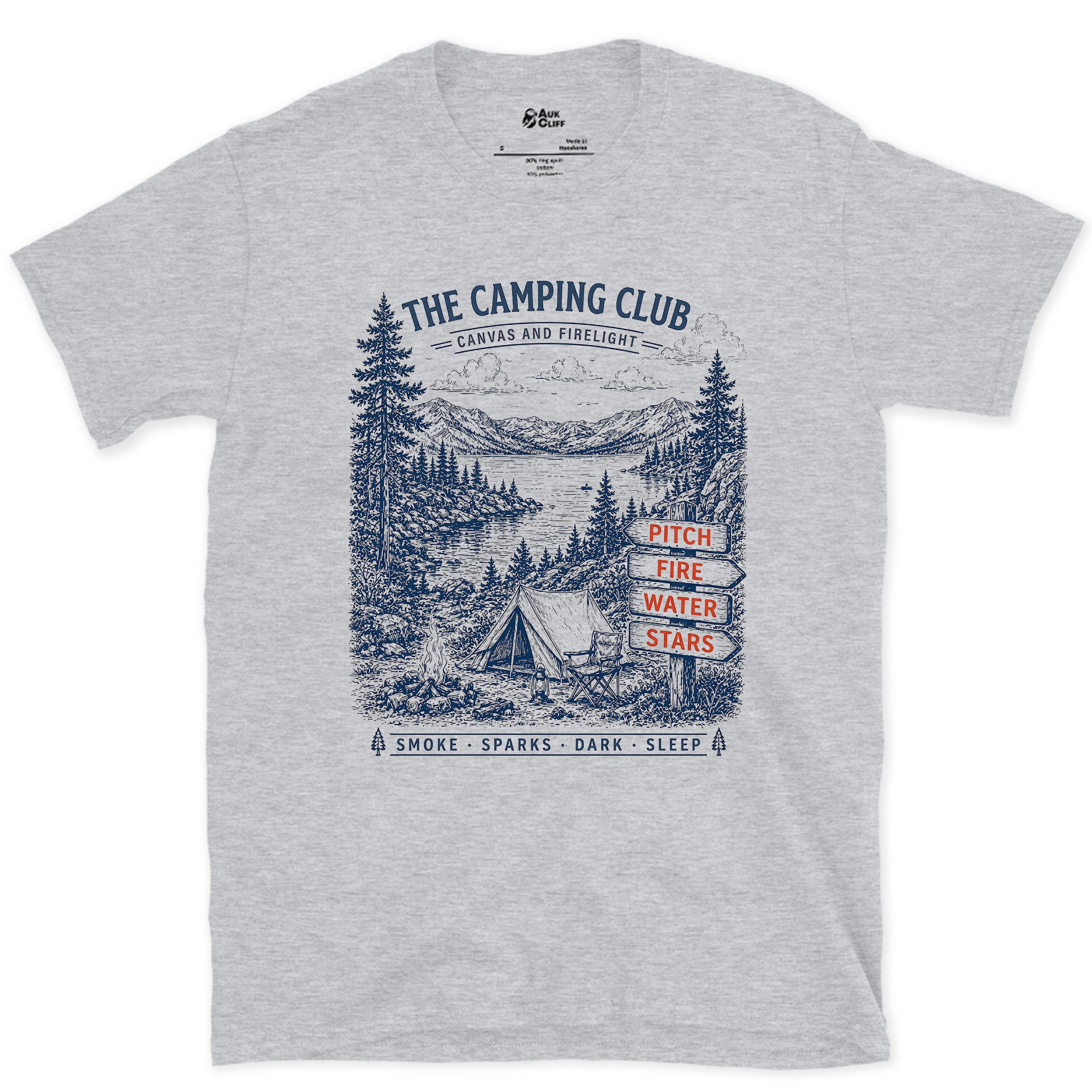 Pitch, Fire, Water, Stars design on a Sport Grey Gildan Softstyle t-shirt