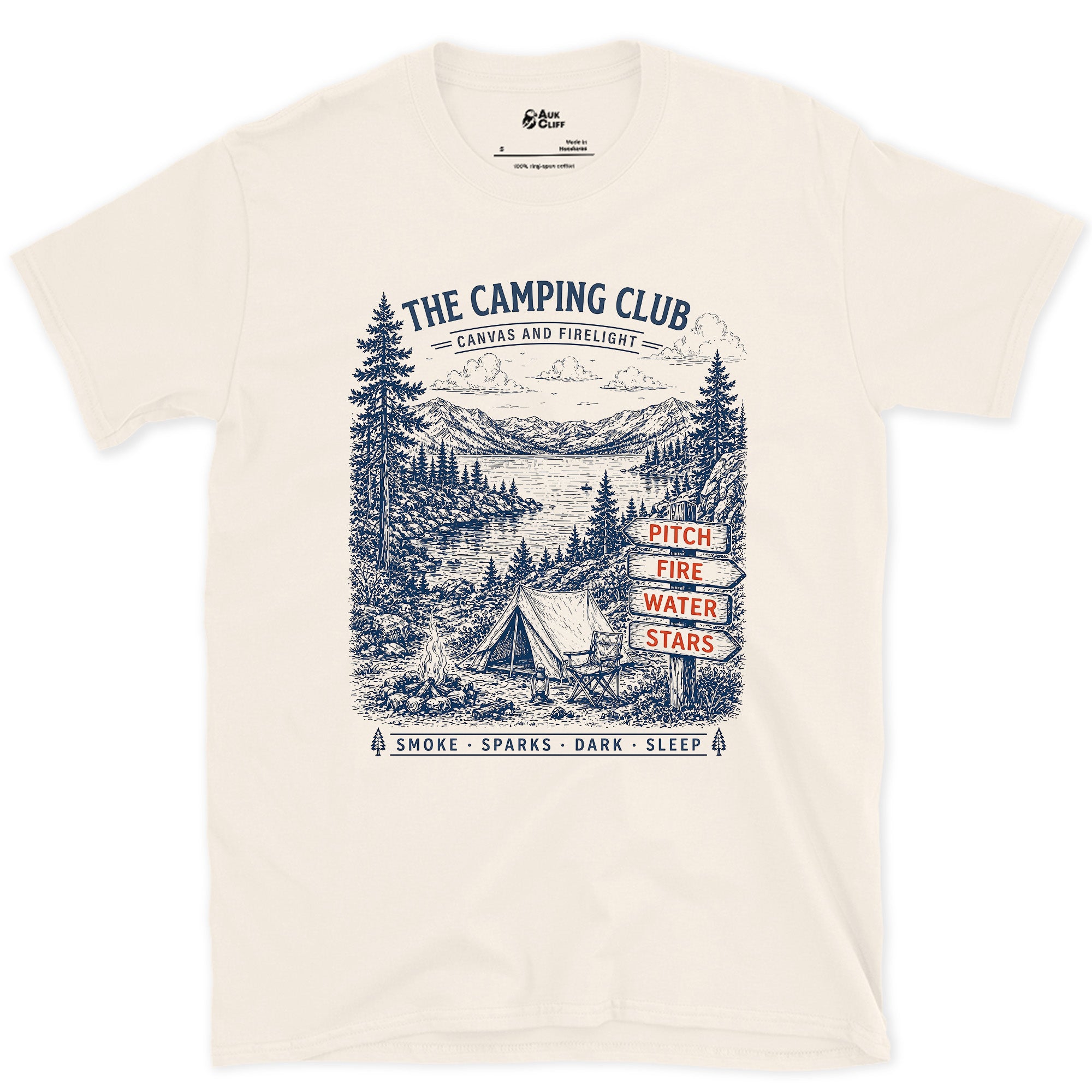 Pitch, Fire, Water, Stars design on a Natural Gildan Softstyle t-shirt