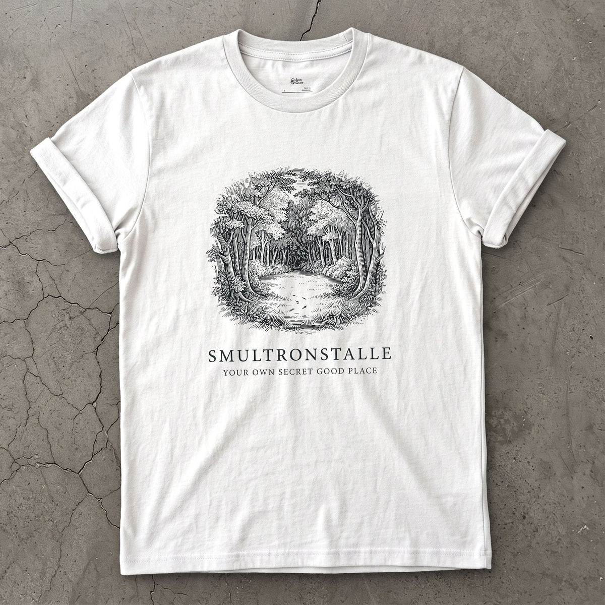 Smultronstalle, Your Own Secret Good Place design on a White Gildan Softstyle t-shirt