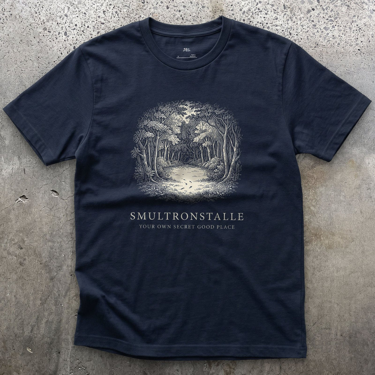 Smultronstalle, Your Own Secret Good Place design on a Navy Gildan Softstyle t-shirt