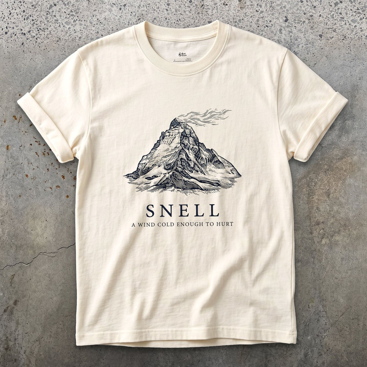 Snell, a Wind Cold Enough to Hurt design on a Natural Gildan Softstyle t-shirt