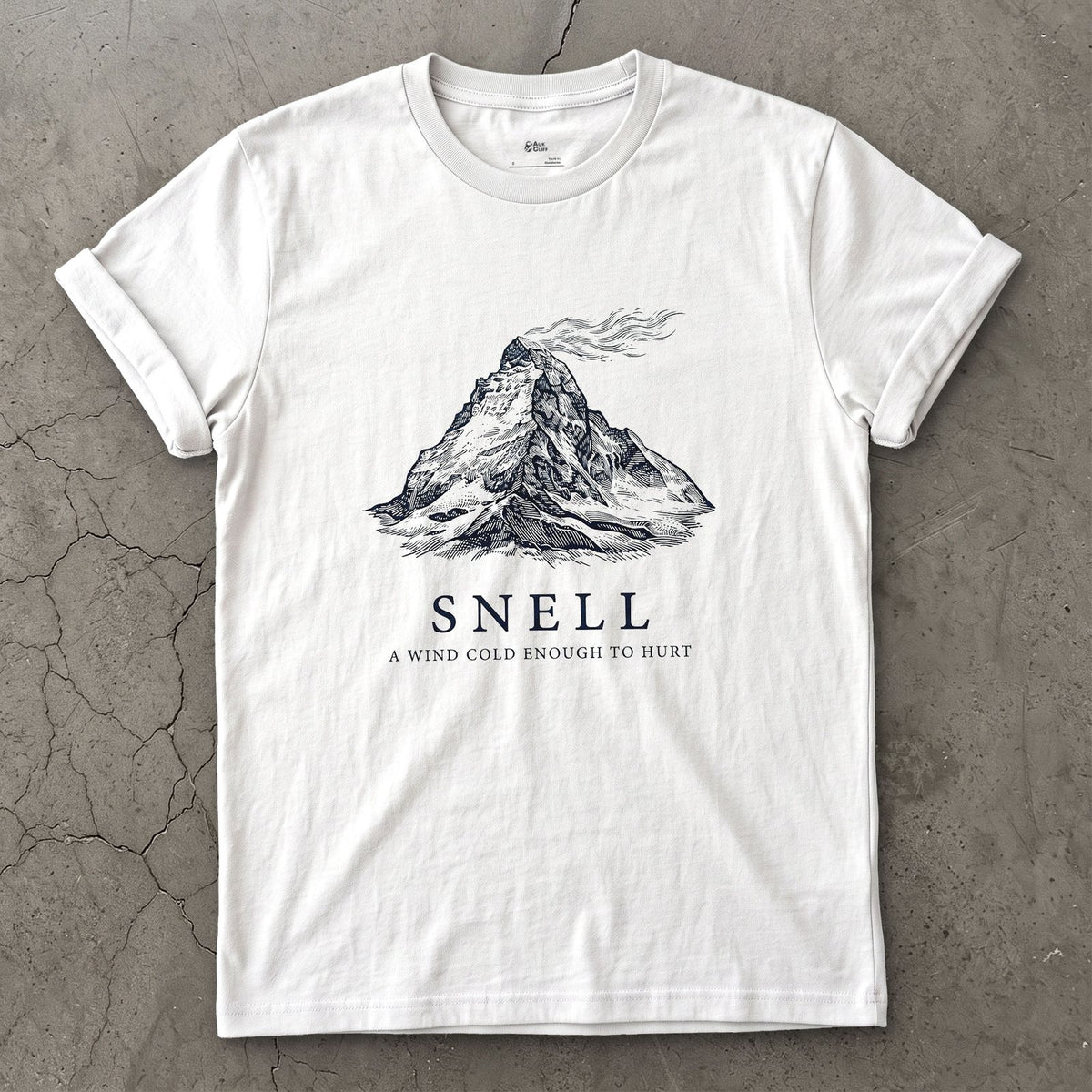 Snell, a Wind Cold Enough to Hurt design on a White Gildan Softstyle t-shirt