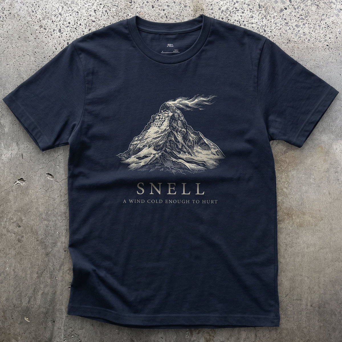 Snell, a Wind Cold Enough to Hurt design on a Navy Gildan Softstyle t-shirt