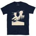 Shelter at the Base of the Mountain design on a Navy Gildan Softstyle t-shirt