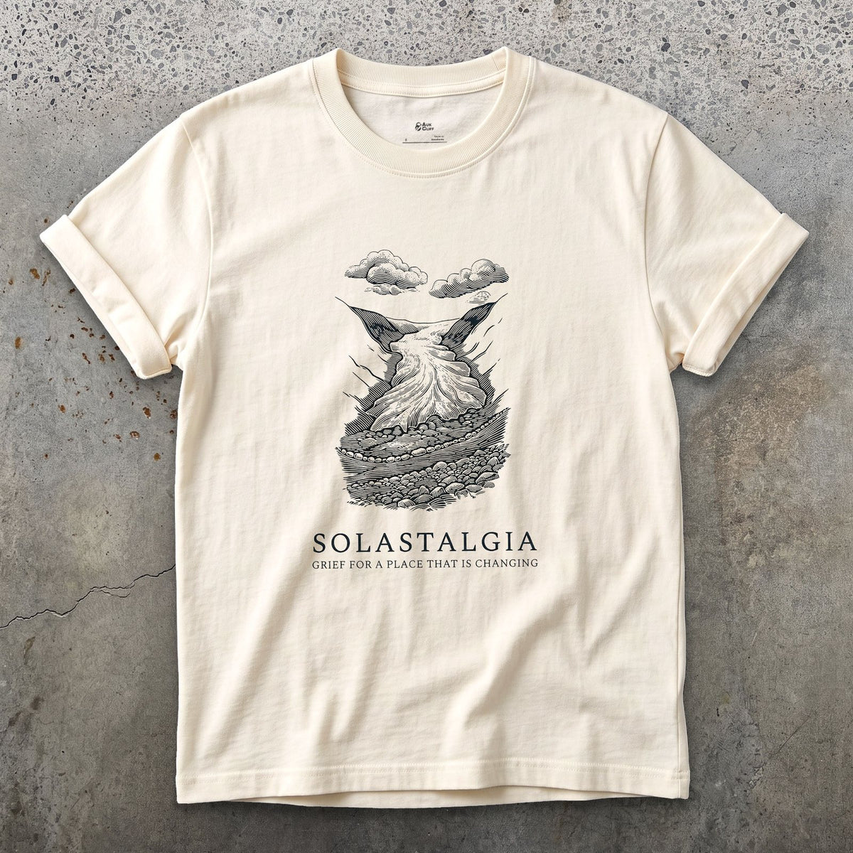 Solastalgia, Grief for a Place That is Changing design on a Natural Gildan Softstyle t-shirt