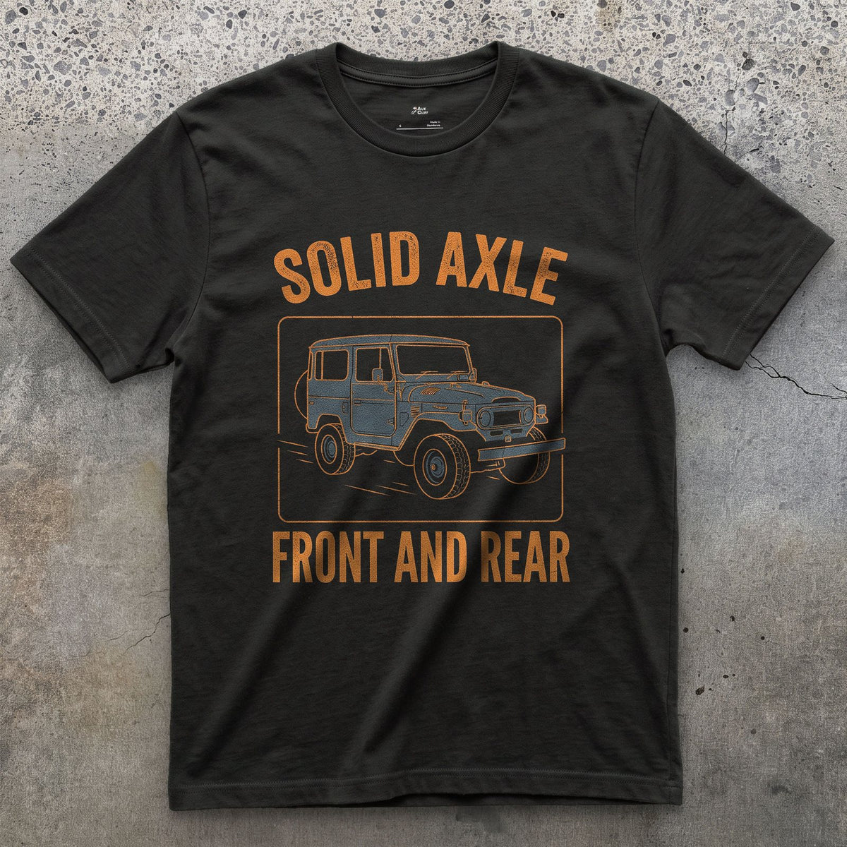 Solid Axle Front and Rear on a 4x4 Wagon design on a Black Gildan Softstyle t-shirt