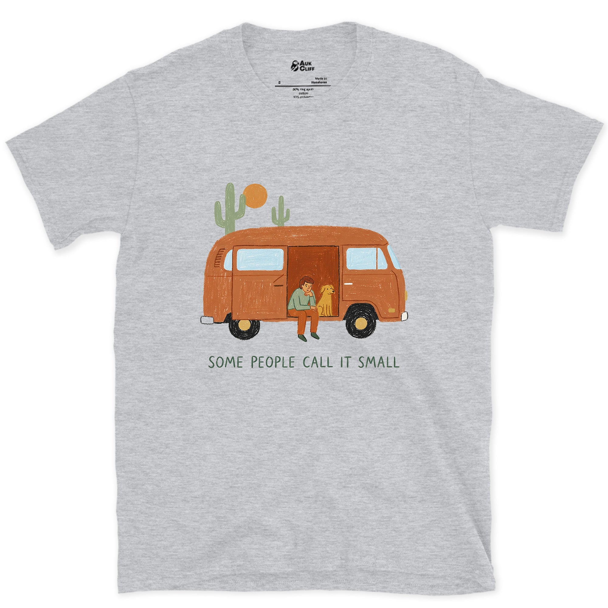 Some People Call It Small, Solo, Dog and Camper design on a Sport Grey Gildan Softstyle t-shirt