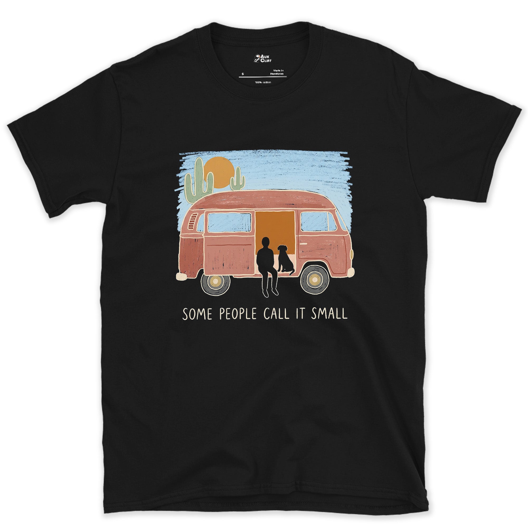 Some People Call It Small, Two, Dog and Camper design on a Black Gildan Softstyle t-shirt