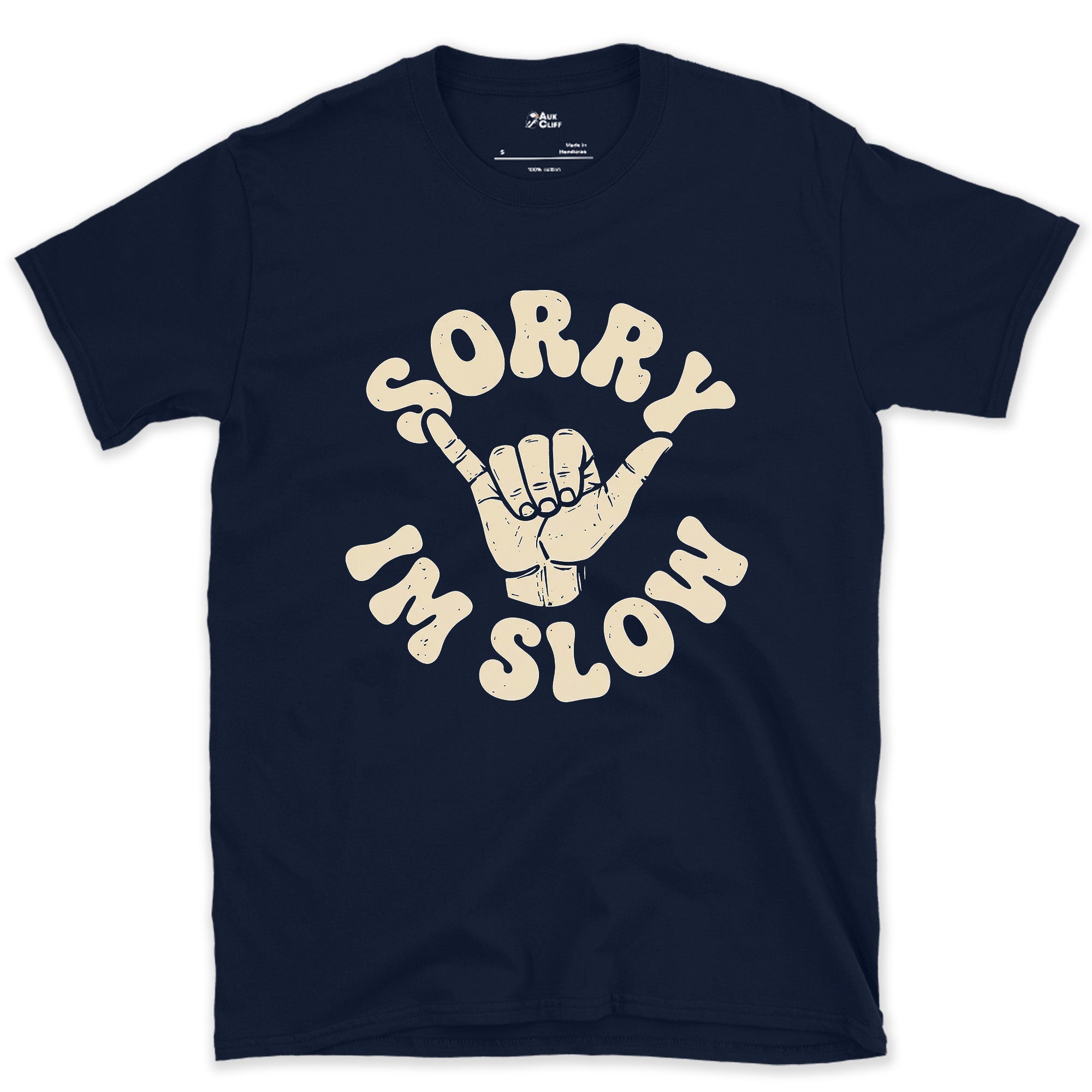 Trail Riders, Sorry I'm Slow design on a Navy Gildan Softstyle t-shirt