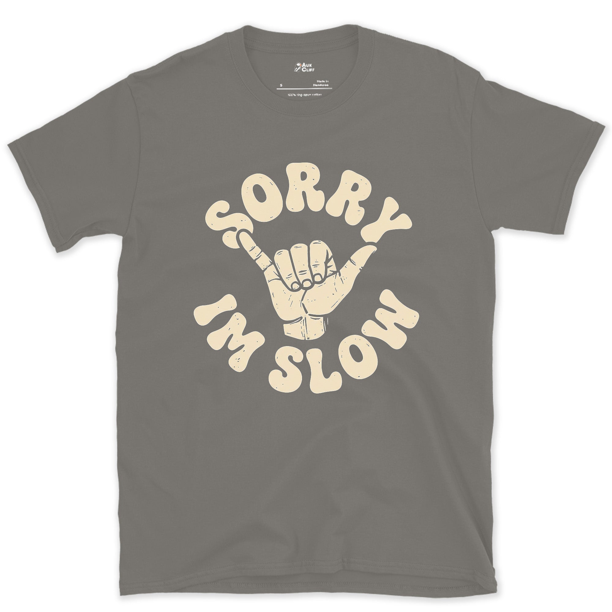 Trail Riders, Sorry I'm Slow design on a Charcoal Gildan Softstyle t-shirt