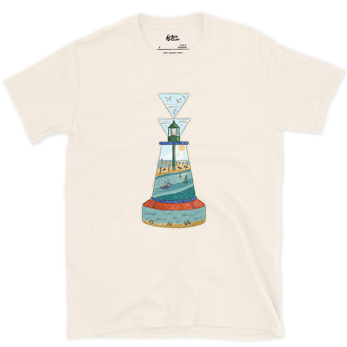 South Cardinal, Warm Estuary design on a Natural Gildan Softstyle t-shirt