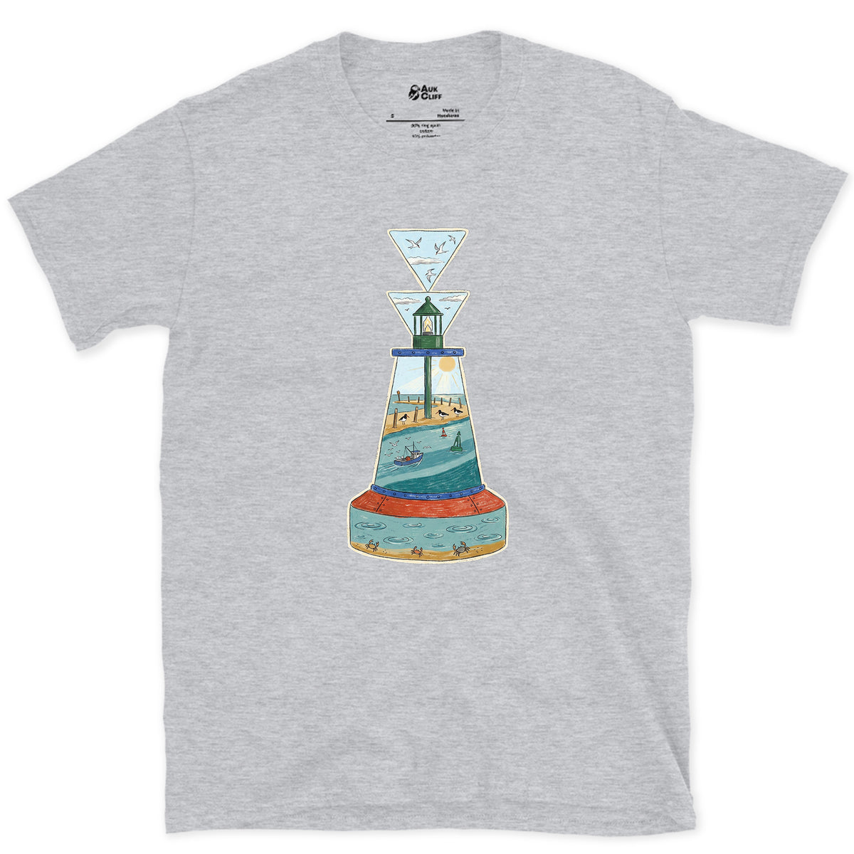 South Cardinal, Warm Estuary design on a Sport Grey Gildan Softstyle t-shirt
