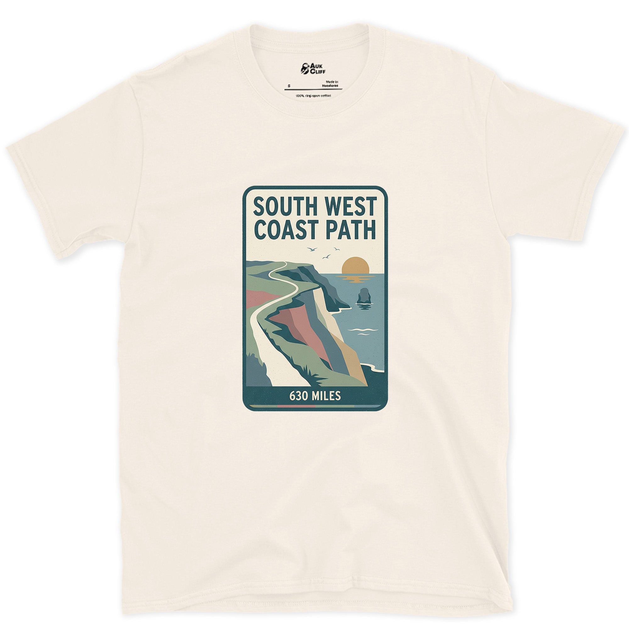 All 630 Miles of the South West Coast Path design on a Natural Gildan Softstyle t-shirt