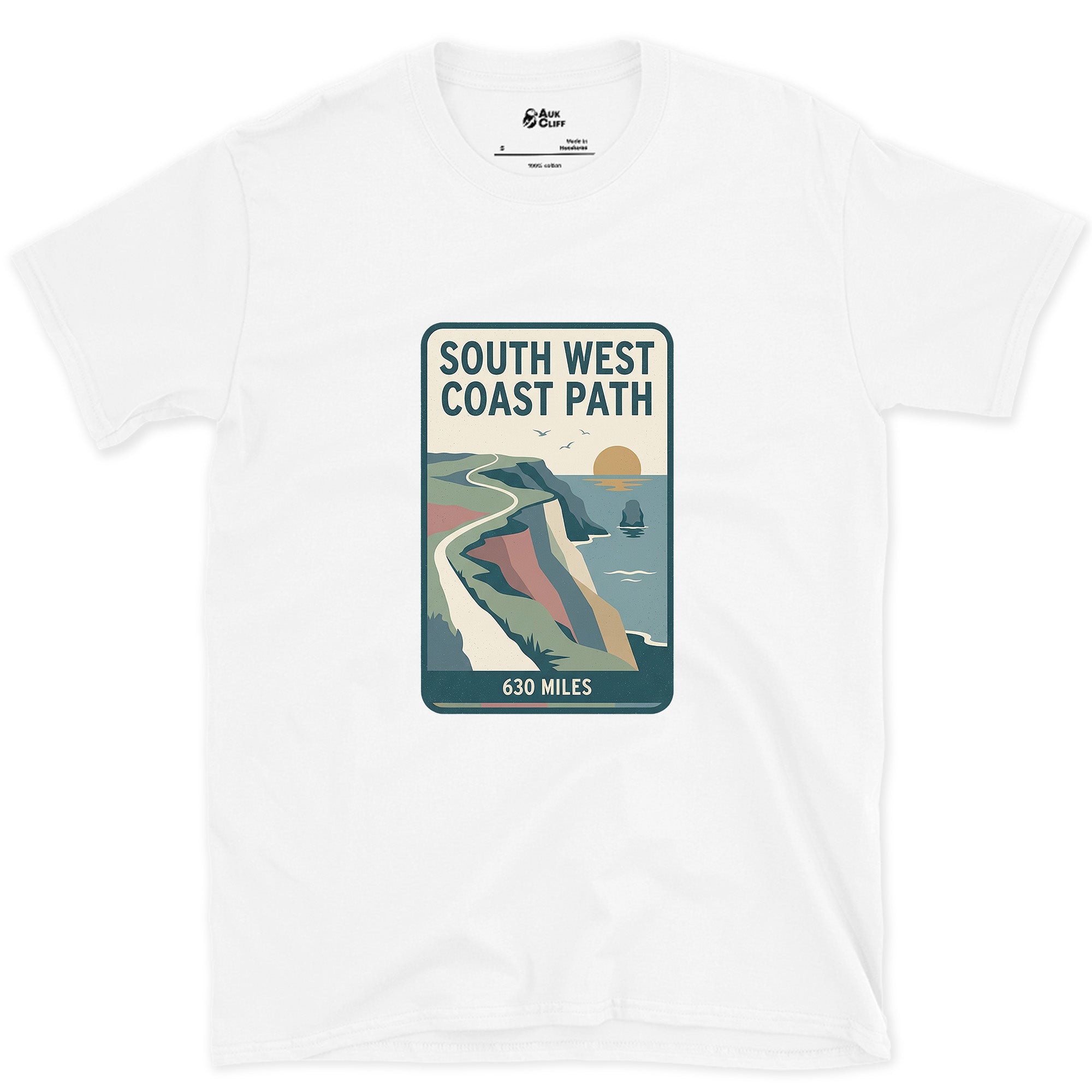 All 630 Miles of the South West Coast Path design on a White Gildan Softstyle t-shirt
