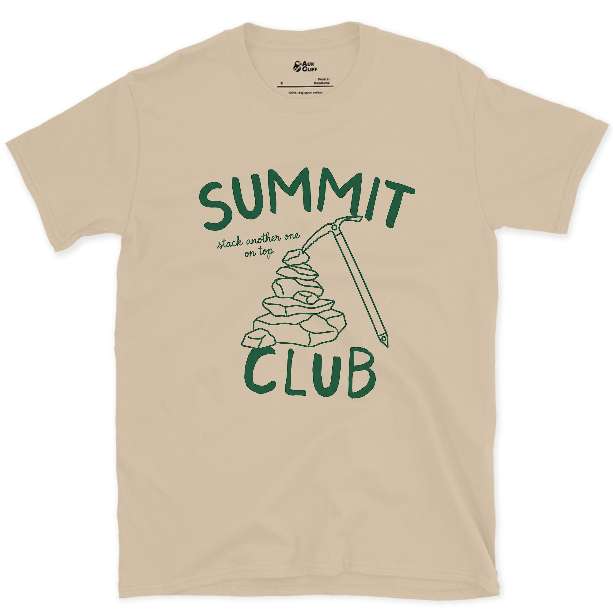 The Summit Club That Would Rather Be Out Than Branded design on a Sand Gildan Softstyle t-shirt