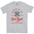 Stay for the Last Ten Minutes, Last Light Club design on a Sport Grey Gildan Softstyle t-shirt