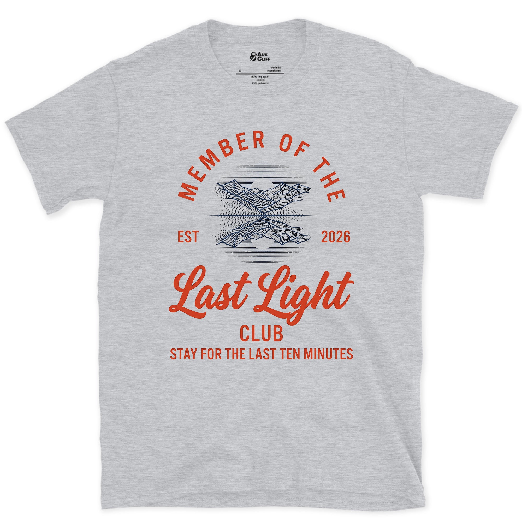 Stay for the Last Ten Minutes, Last Light Club design on a Sport Grey Gildan Softstyle t-shirt