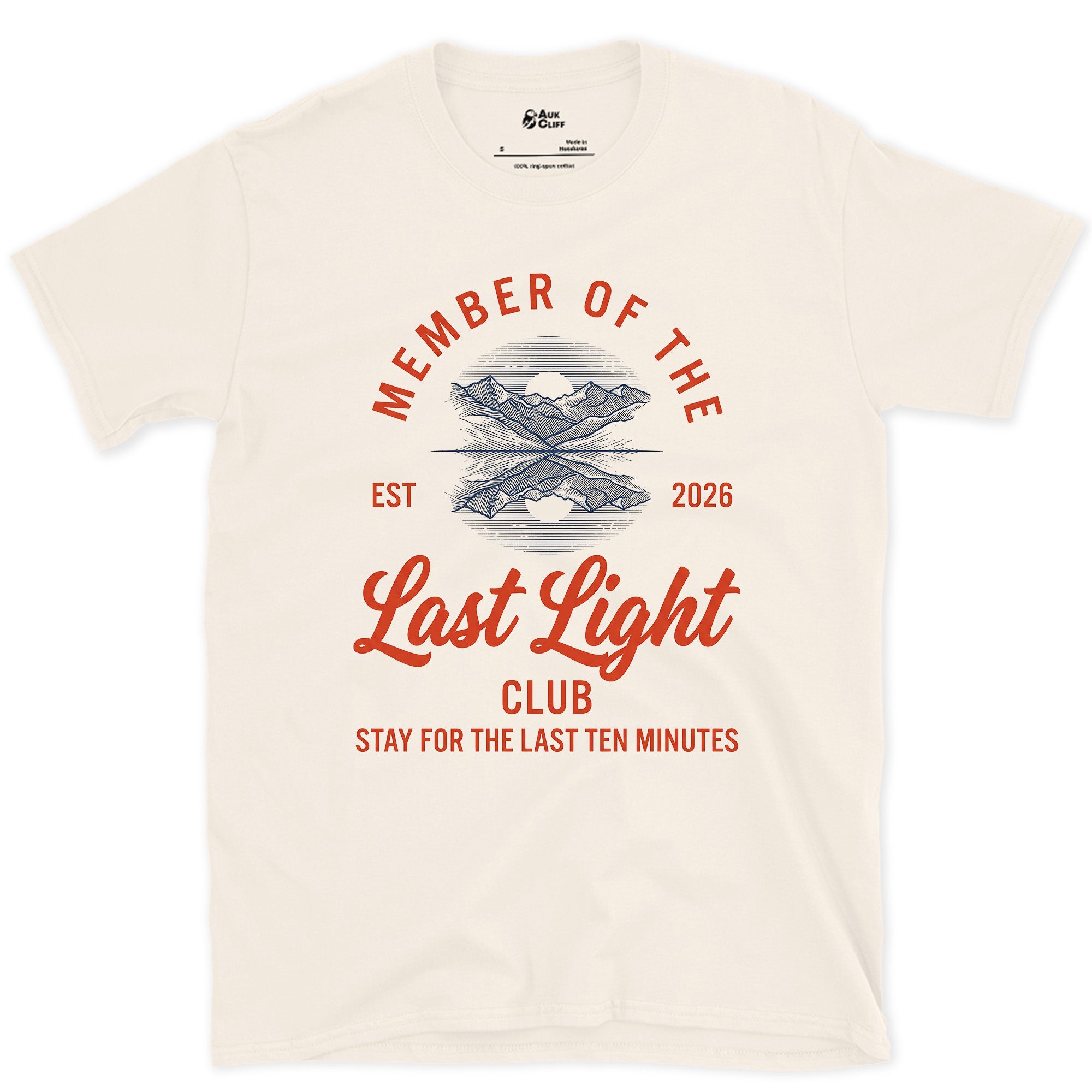 Stay for the Last Ten Minutes, Last Light Club design on a Natural Gildan Softstyle t-shirt