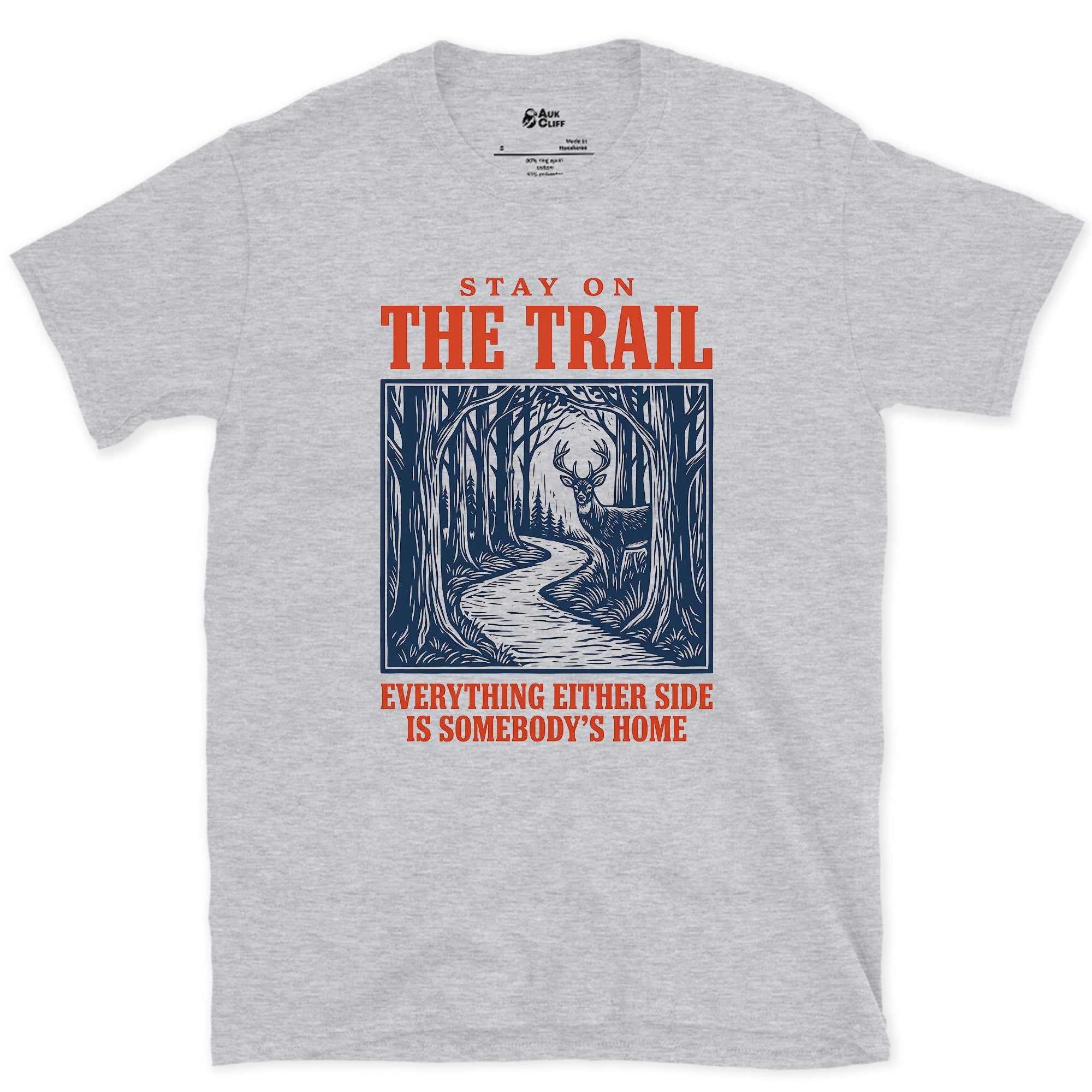 Stay on the Trail, Somebody's Home Either Side design on a Sport Grey Gildan Softstyle t-shirt