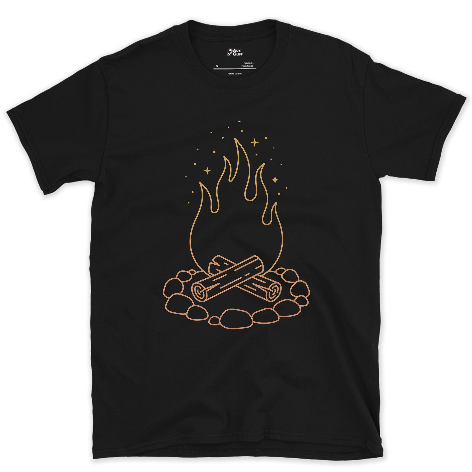 Just the Fire and the Stones design on a Black Gildan Softstyle t-shirt