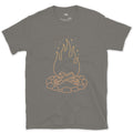 Just the Fire and the Stones design on a Charcoal Gildan Softstyle t-shirt