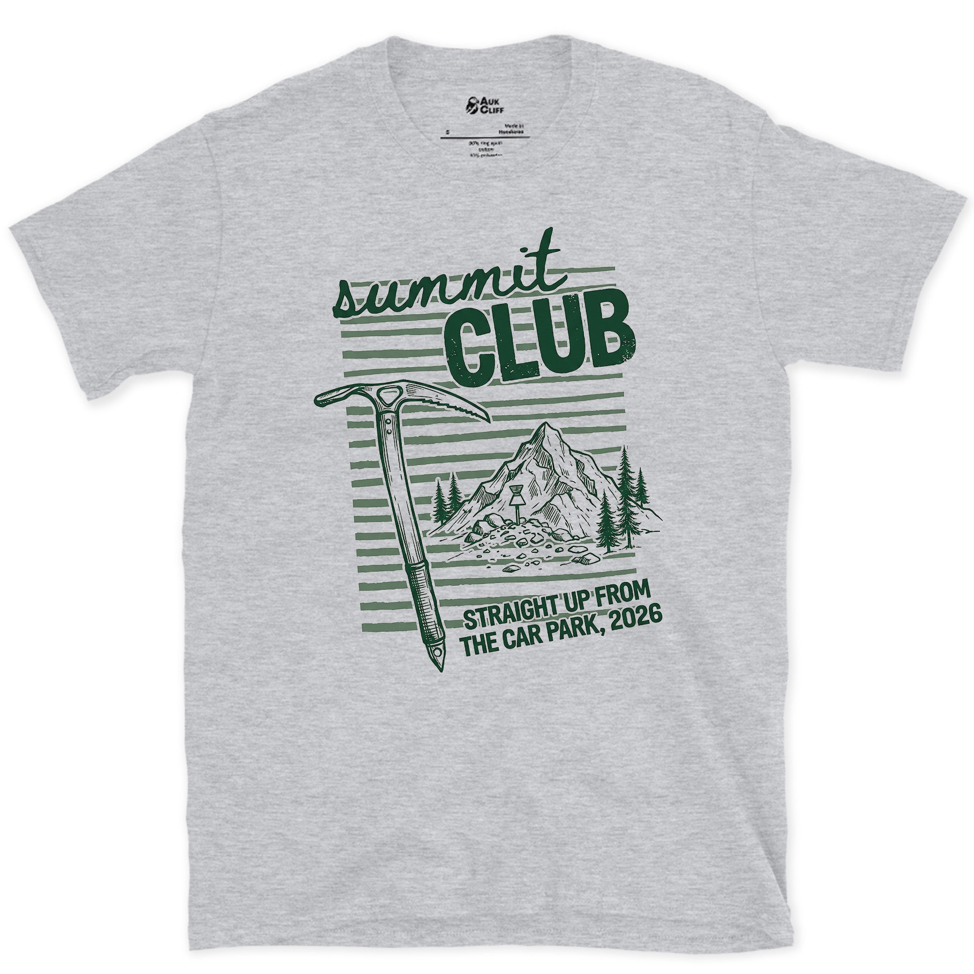 Summit Club, Straight Up From the Car Park design on a Sport Grey Gildan Softstyle t-shirt