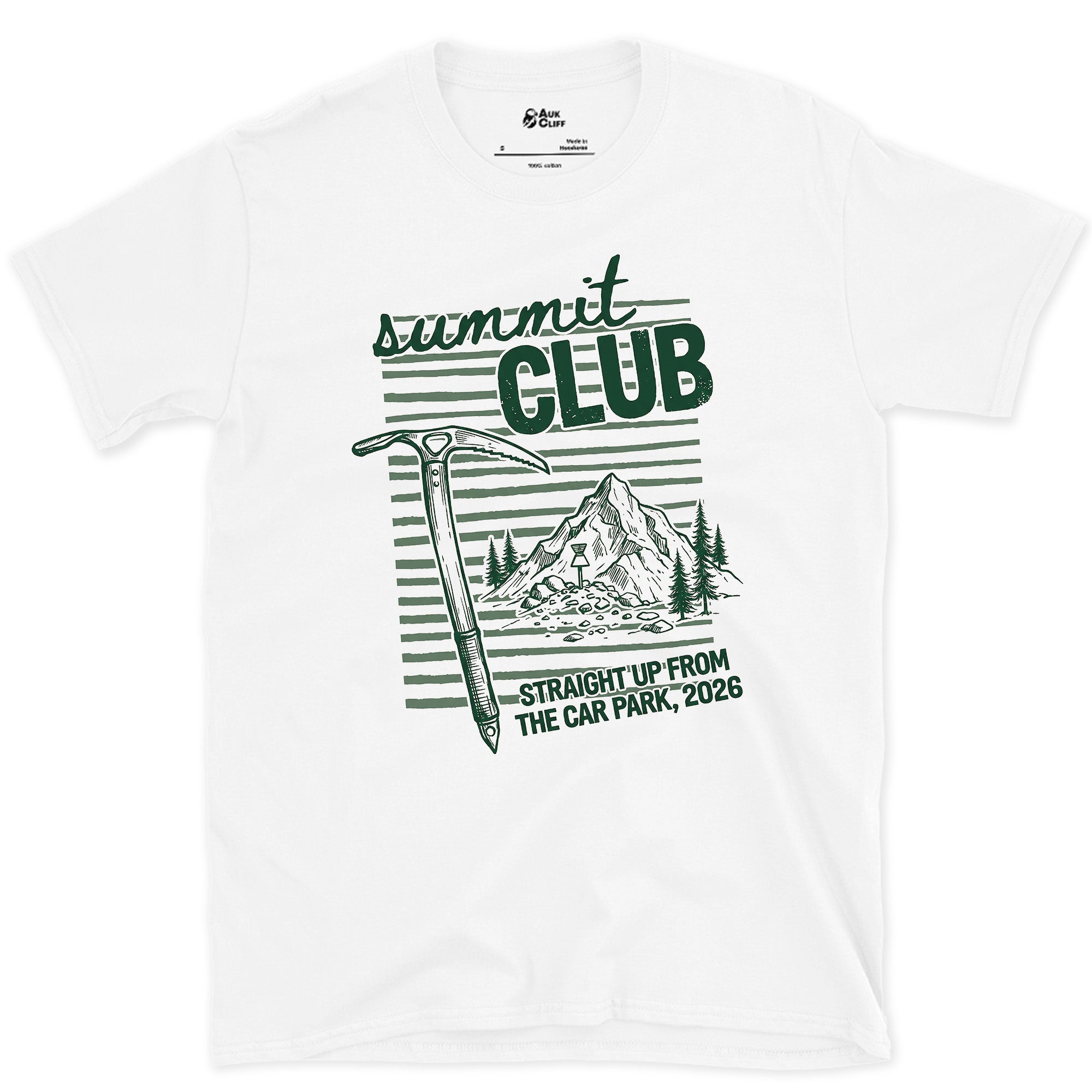 Summit Club, Straight Up From the Car Park design on a White Gildan Softstyle t-shirt