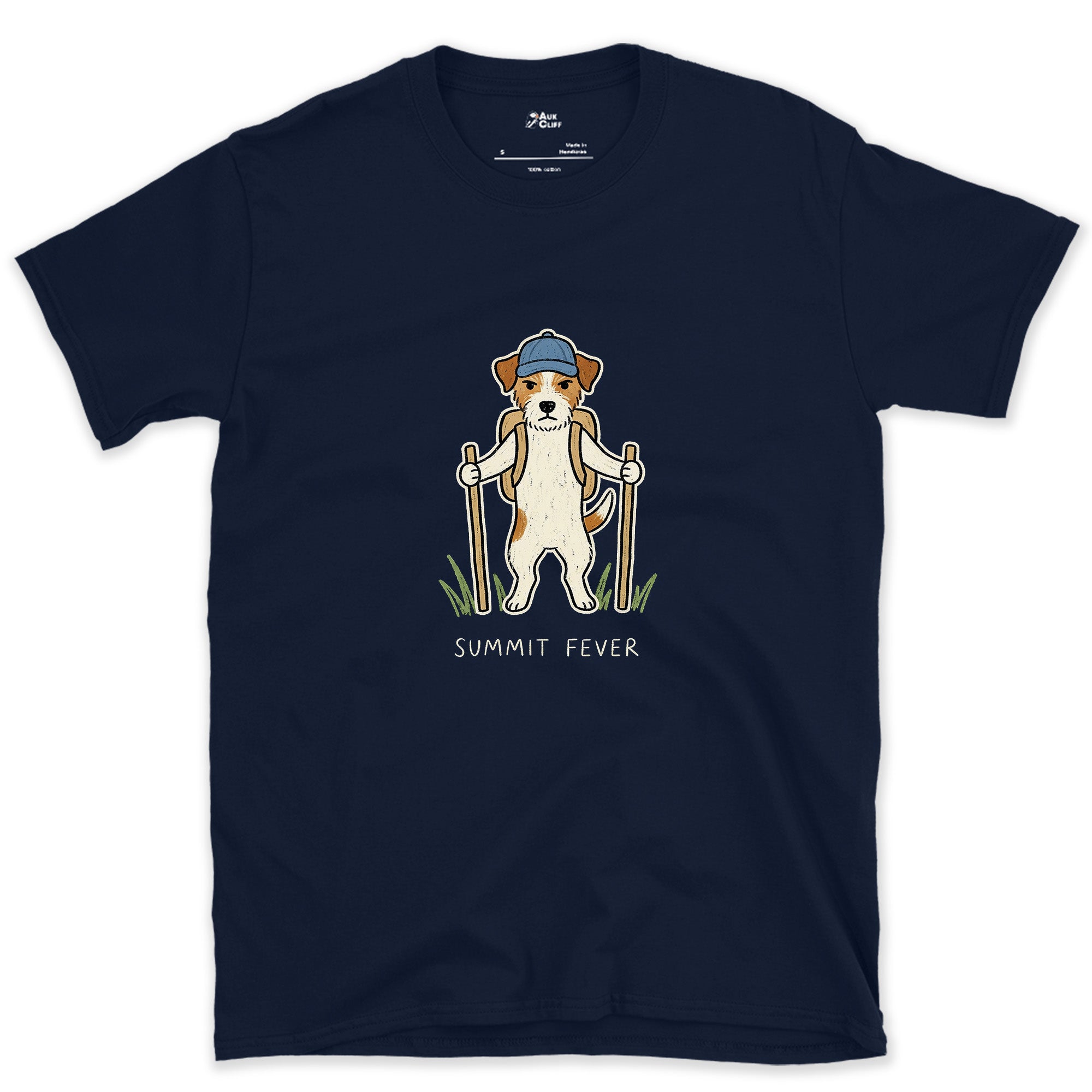 Summit Fever, Jack Russell design on a Navy Gildan Softstyle t-shirt