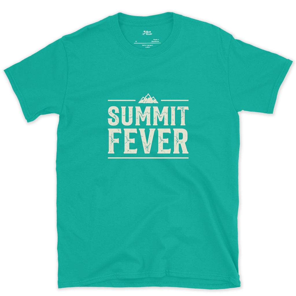 Summit Fever Ends at the Turnaround Point design on a Jade Dome Gildan Softstyle t-shirt