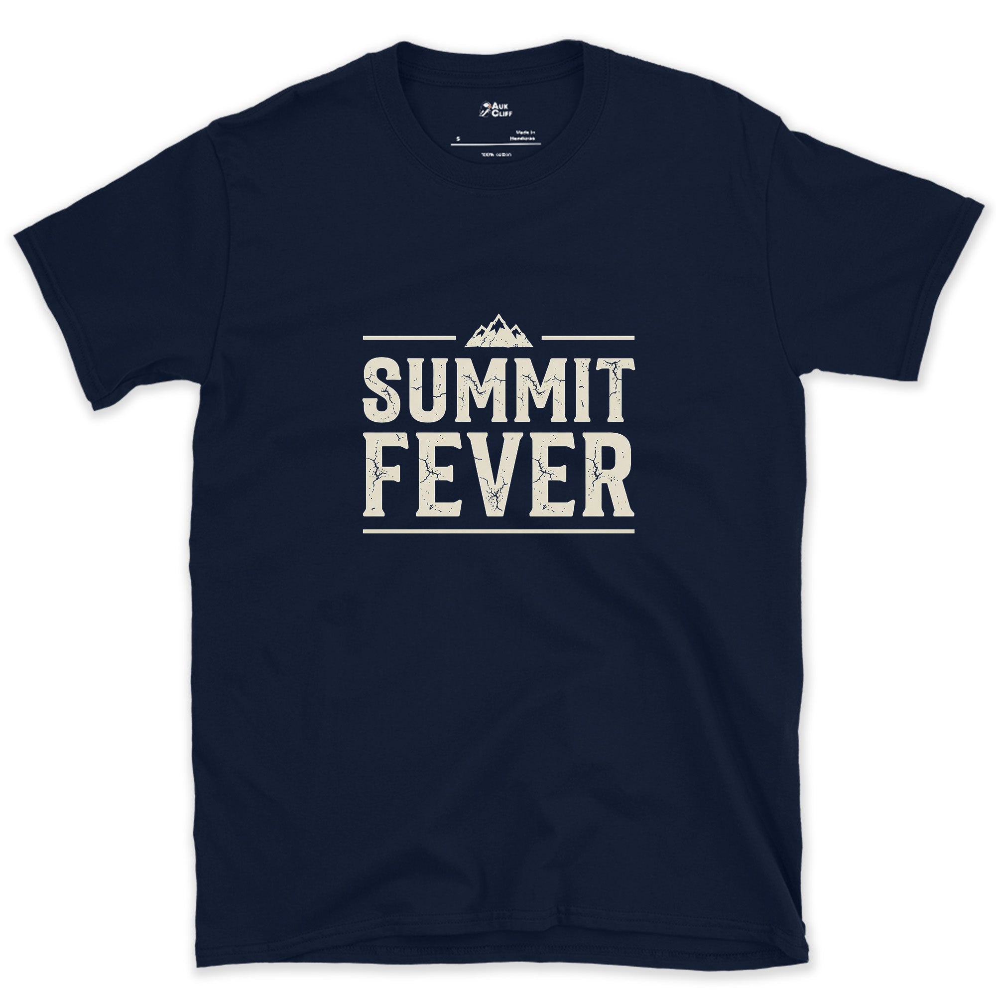 Summit Fever Ends at the Turnaround Point design on a Navy Gildan Softstyle t-shirt