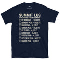 Nine Colorado Fourteeners Still Not Yet Ticked design on a Navy Gildan Softstyle t-shirt