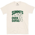 Summits Over Sofas, Crossed Ice Axes design on a Natural Gildan Softstyle t-shirt