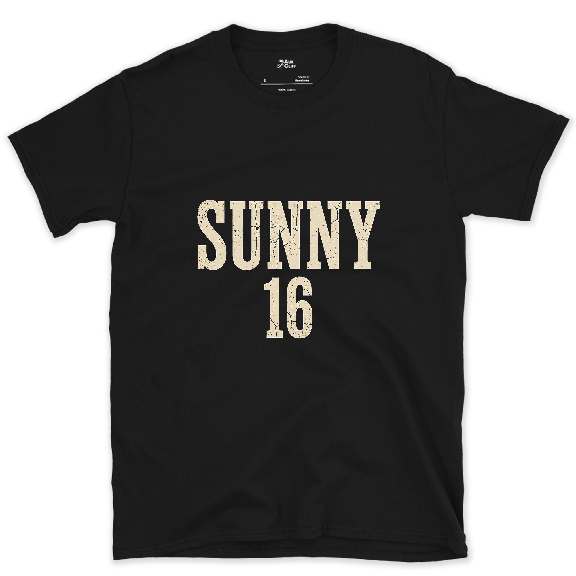 Sunny 16, the Exposure You Remember design on a Black Gildan Softstyle t-shirt