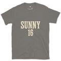 Sunny 16, the Exposure You Remember design on a Charcoal Gildan Softstyle t-shirt