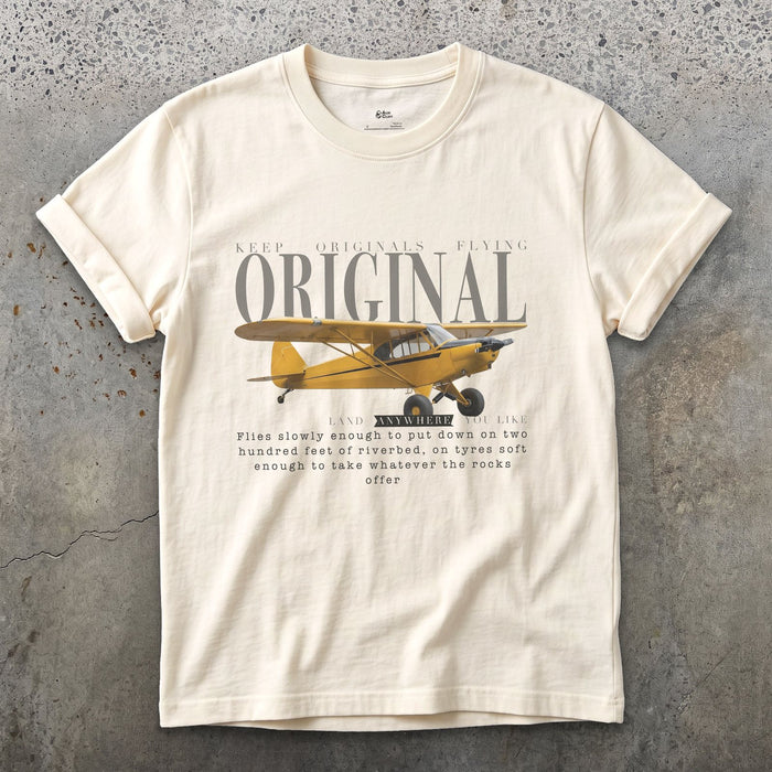 Super Cub Bush Plane design on a Natural Gildan Softstyle t-shirt