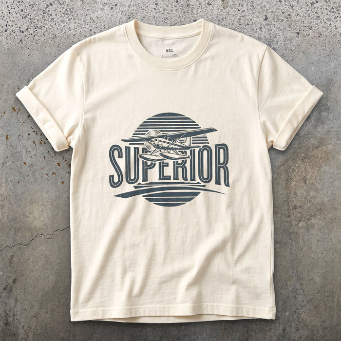 Superior Float Plane design on a Natural Gildan Softstyle t-shirt