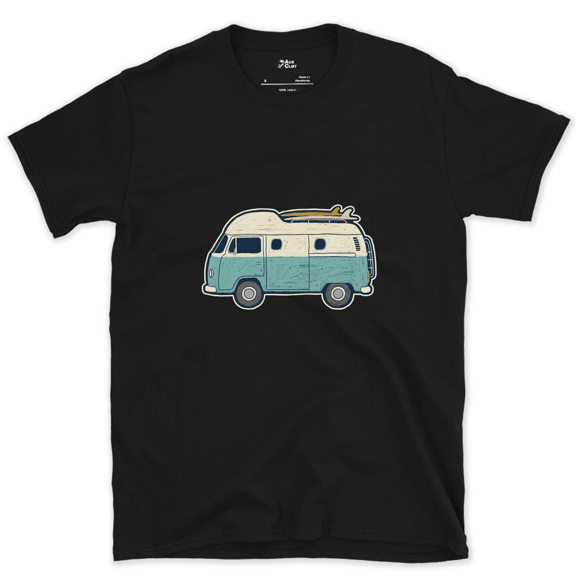 Teal and Cream, Nothing Else on the Van design on a Black Gildan Softstyle t-shirt