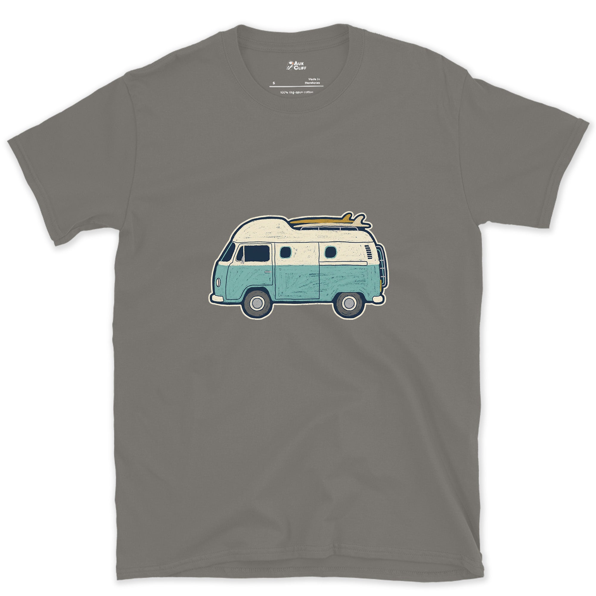 Teal and Cream, Nothing Else on the Van design on a Charcoal Gildan Softstyle t-shirt