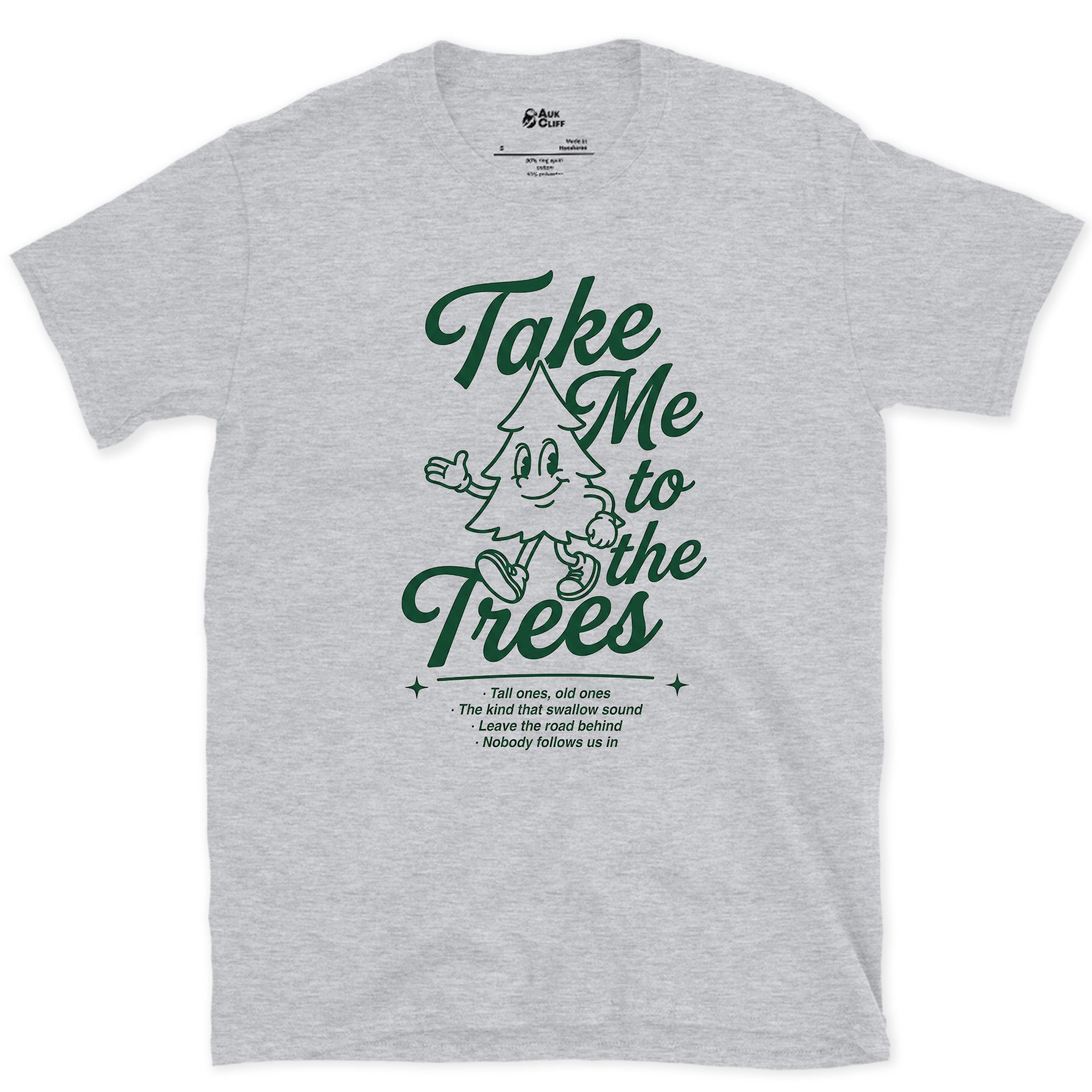 Take Me to the Trees, Tree Wave design on a Sport Grey Gildan Softstyle t-shirt