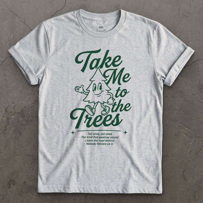 Take Me to the Trees, Tree Wave design on a Sport Grey Gildan Softstyle t-shirt
