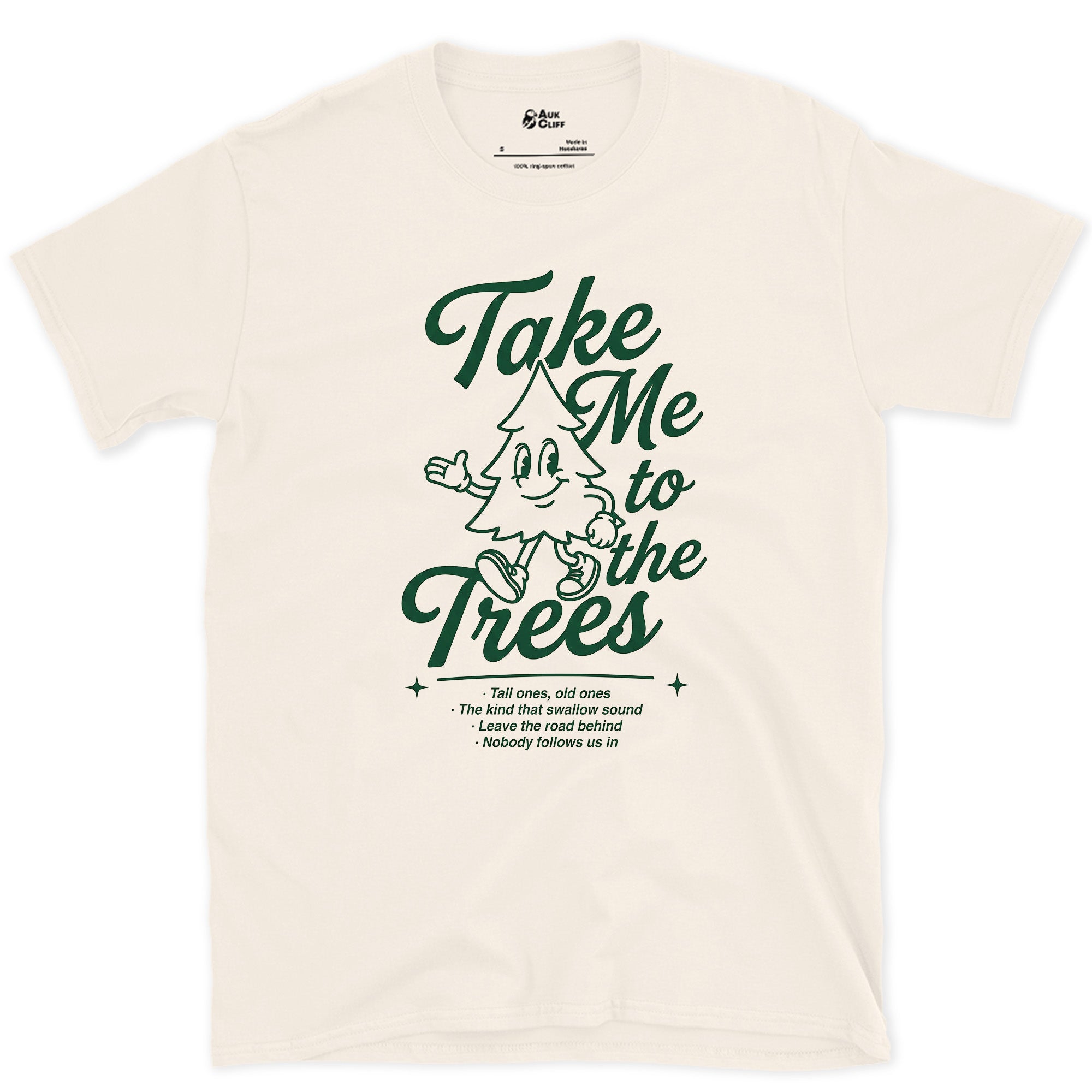 Take Me to the Trees, Tree Wave design on a Natural Gildan Softstyle t-shirt