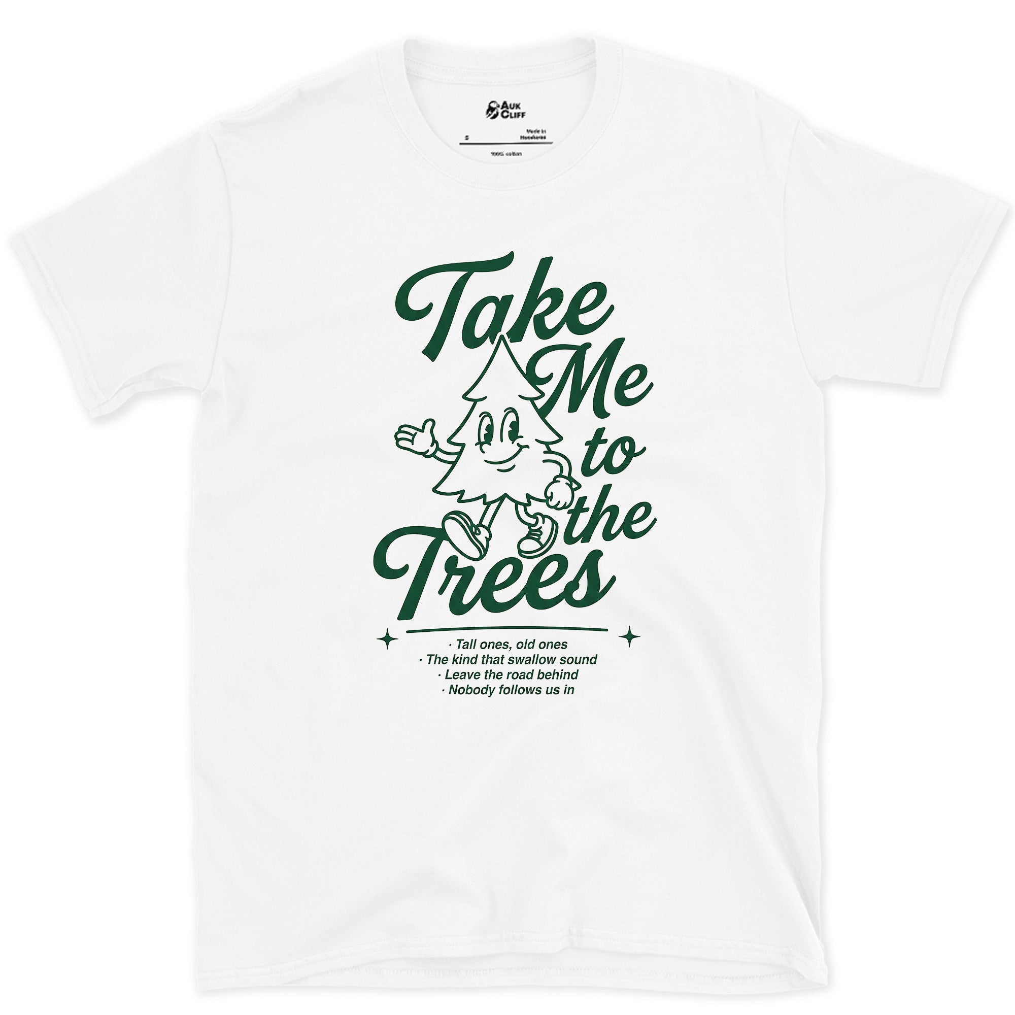 Take Me to the Trees, Tree Wave design on a White Gildan Softstyle t-shirt