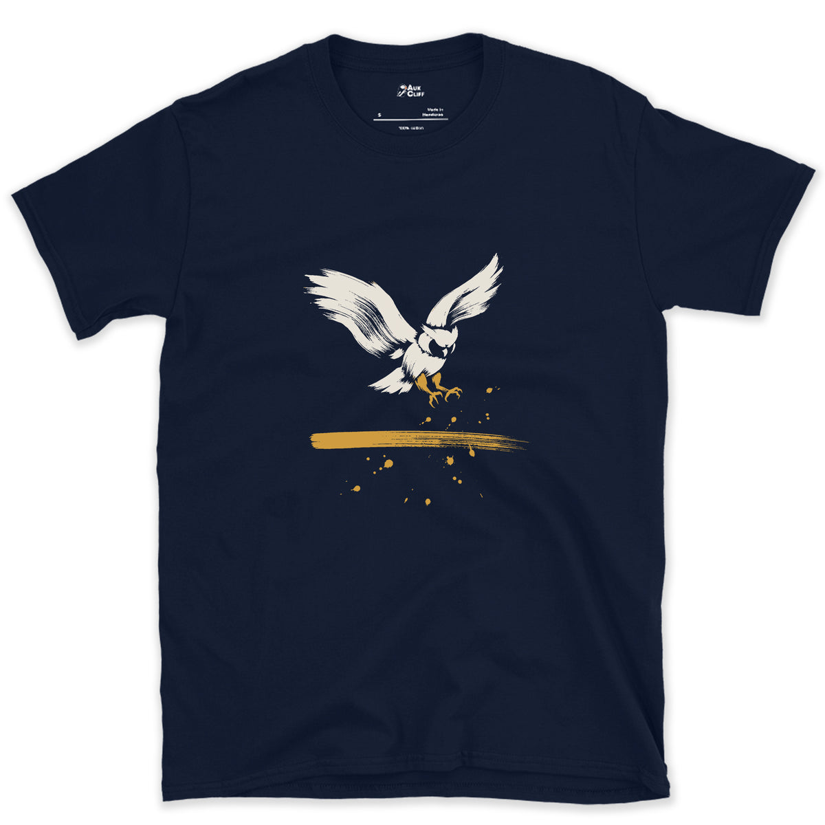 Talons First, Owl Behind design on a Navy Gildan Softstyle t-shirt