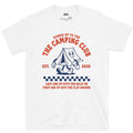 Signed Up to Camping Club, Last One Up Puts the Billy On design on a White Gildan Softstyle t-shirt
