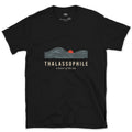 Thalassophile, a Lover of the Sea design on a Black Gildan Softstyle t-shirt