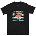 The Beach Is My Therapy design on a Black Gildan Softstyle t-shirt