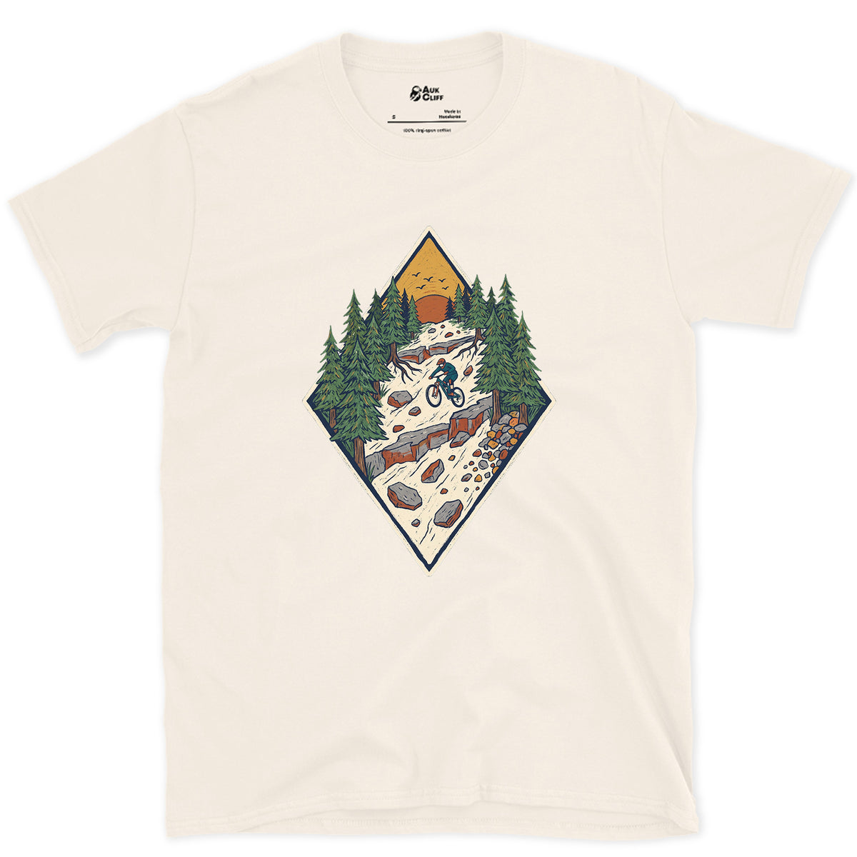 The Chute Behind the Diamond design on a Natural Gildan Softstyle t-shirt