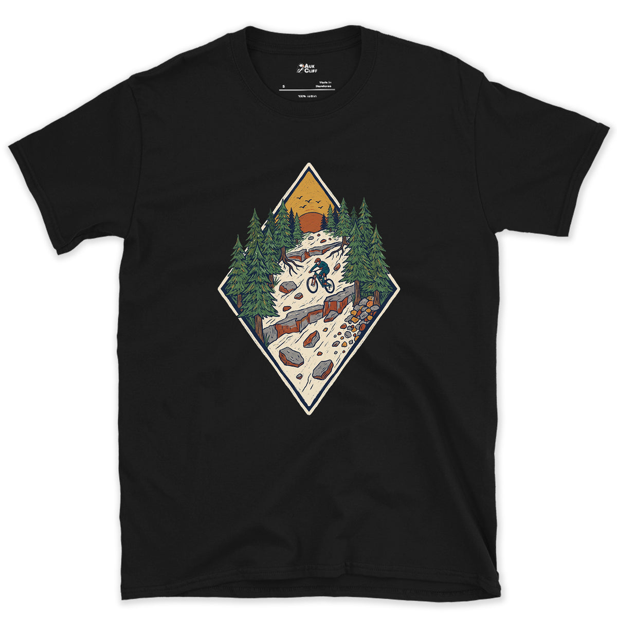 The Chute Behind the Diamond design on a Black Gildan Softstyle t-shirt
